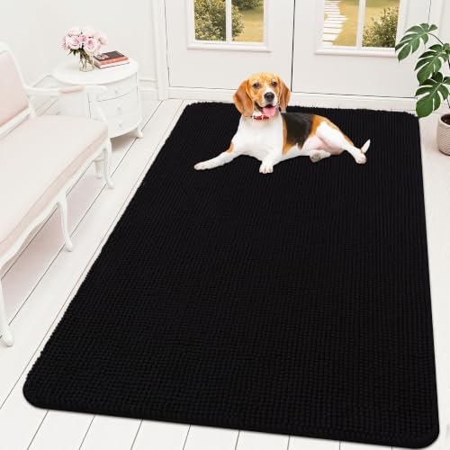 Image of OLANLY Dog Door Mat for Muddy Paws 59x35, Absorbent Chenille Mud Doormat