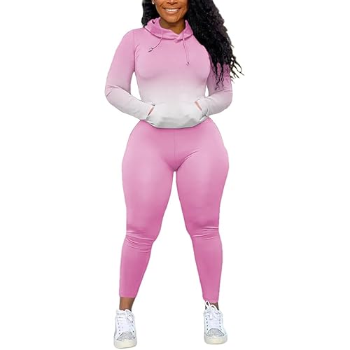 Nimsruc 2 Piece Outfits For Women Sweatsuits Sets Hooded Tracksuit Long Sleeve Pullover Jogger Sweat Pants Set