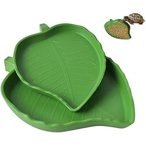 Vesaneae 2 Stück Blatt Futternapf Reptilien, Reptilienschale Lebensmittel, Wasserschale und Futterschale für Reptilien, Landschildkröten Zubehör für Schildkröte Corn Schlange Cover