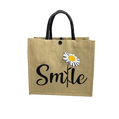 DinmPrus Bolsas de praia para mulheres, sacola de lona personalizada, bolsa de ombro diária, sacolas de compras reutilizáveis, Marrom, Large