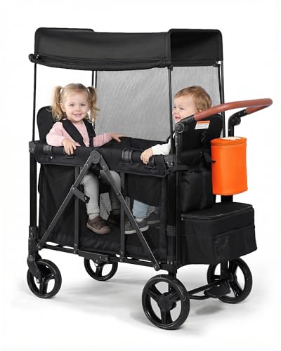 Foldable Stroller Wagon with Canopy & Organizer