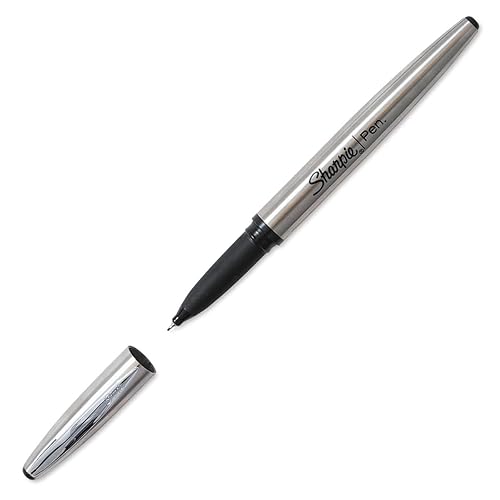 Stainless Steel Grip Pen, Fine Point (0.4mm), Black Ink, Open