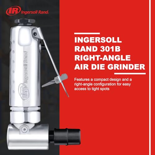 Image of Ingersoll Rand 301B Air Die Grinder - 1 /4 inch, Right Angle, 21,000 RPM, Ball Bearing Construction, Safety Lock, Aluminum Housing, Lightweight Power Tool, Black