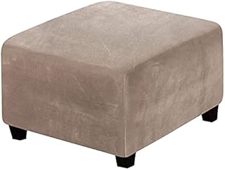 XGANGM Velvet Ottoman Cover Square Pouffee Footstool Cover Medium 68-82X42-46cm Square Pouffe Covers Stretch Ottoman Slipcover for Medium Pouffe Footstool,dark brown
