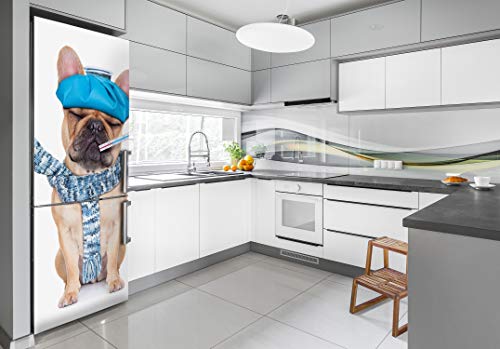 Pegatina autoadhesiva de nevera con diseño de perro enfermo lavable y resistente 60x180 3