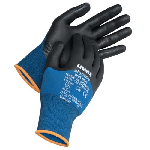 uvex Phynomic Wet Plus Arbeitshandschuhe Größe 9 Auf Öl greifend, ölabweisend Elastan, Polyamid Blau 10Paare
