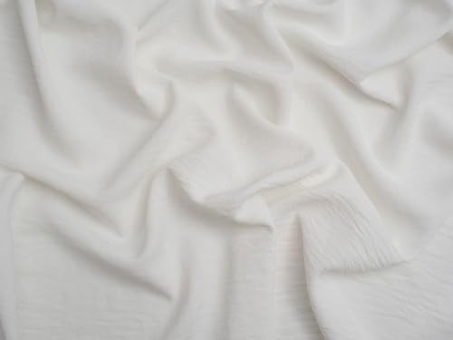 Minerva Core Range Ivory Dobby Ocean Washed Stretch Woven Crepe Fabric for Dressmaking - 145cm Wide - per metre