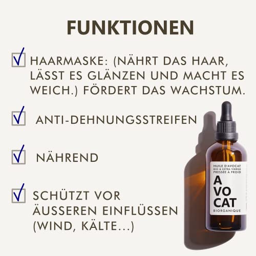 Bio Avocadoöl für Haut und Haar, 100 ml, kaltgepresst