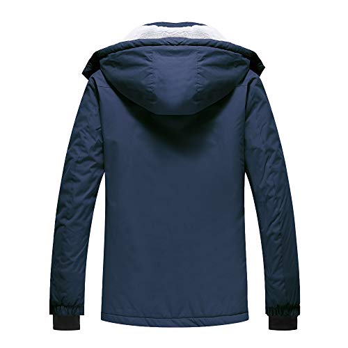 Spmor Women's Waterproof Ski Jacket Mountain Rain Winter Coat Windproof Skin Hooded Jacket Navy X-Large #TOP2