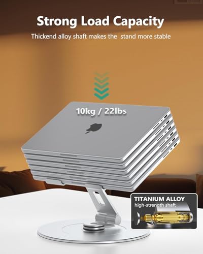 image for LOXP Laptop Stand with Phone Holder, Adjustable Laptop Stand, Aluminum