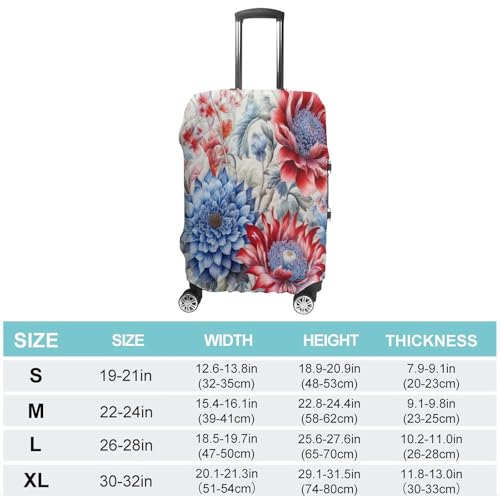 Red And Blue Flowers Travel Luggage Cover Washable Anti-scratch Suitcase Protector Dustproof Protective Cover Case for Wheeled Luggage Fits 19-32 Inch Luggage2
