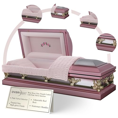 Overnight Caskets Briar Rose Metal Funeral Casket with Pink Velvet