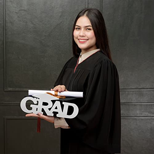 Yookeer 2026 Wooden Grad Letter Sign Graduation Table Decoration Centerpieces Graduation Tabletop Signs Standing Grad Wood Cutout Photo Props for College High School Party Decorations(White) by Yookeer - Image 6