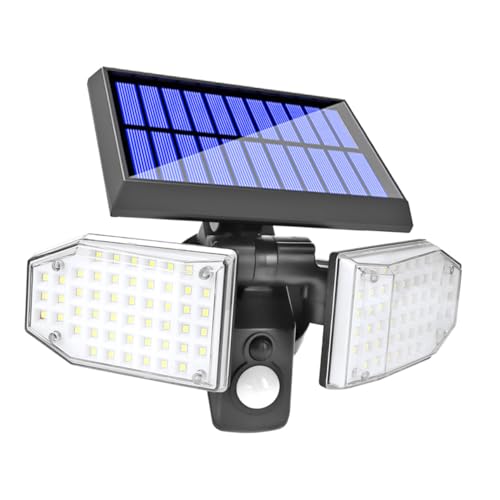 Lampe solaire extérieure détecteur de mouvement étanche avec double tête LED orientable