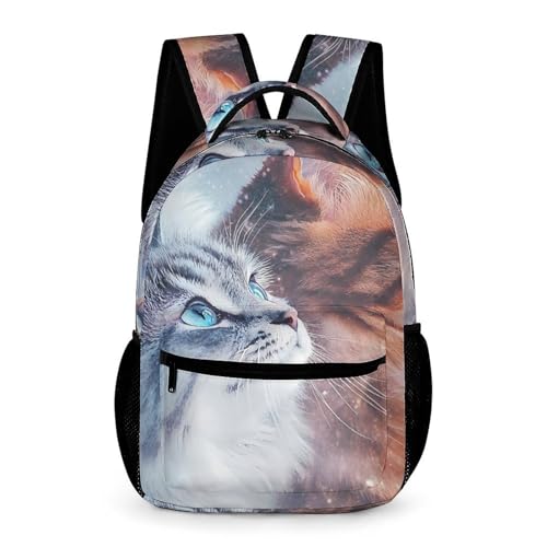 Grey And Yellow Cats Travel Backpack Casual Daypack Shoulder Bag with Adjustable Shoulder Straps