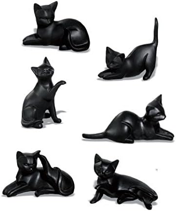 Set of 6 Black Cat Ornaments Home Decorations Figurines for Cats Kitten Lovers