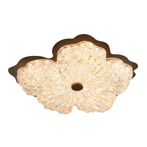 Plafonnier feuille d'or pétale résine luminaire plafond rétro luxe 60cm