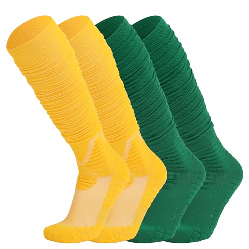 Hotfiary Scrunch Socks Football 2 Pairs Extra Long Padded Mens Youth Boys Soccer Socks Athletic Team Sports Baseball Socks