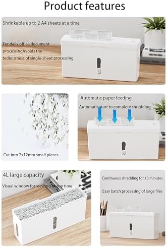 Destructora de Papel automática de Alta Resistencia con cortadora de Papel Arrugado para Oficina en casa y Ventana Transparente.
