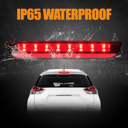 Image of Third 3rd Brake Light LED for 2014-2019 Nissan Rogue, High Mount Rear Brake Lights Assembly for 14-19 Nissan Rogue, Waterproof Center Cab Lamp Stop Light (Red)