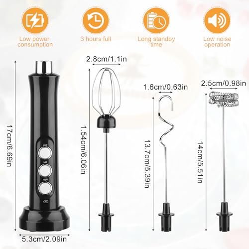 NVIYAM Frullino Montalatte, Schiumatore Latte Elettrico, USB Ricaricabile Montalatte Elettrico con 3 Frullino in Acciaio Inox, 3 Velocità Regolabili, per Cappuccino, Latte, Matcha, Caffè, Cioccolata - 2