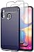 Samsung Galaxy A20 Case with Tempered Glass Screen Protector [2 Pack],Teayoha Carbon Fiber Scratch Resistant, Shock Absorption Soft TPU Drawing Protective Cases Cover for Galaxy A20/ A30 - Blue