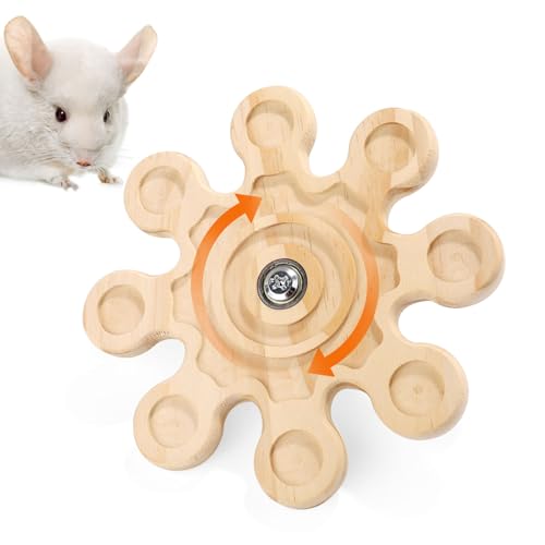 lasuroa Rotating Chinchilla Toy, Chinchilla Chew Toy Interactive Chinchilla Toy Hanging Chinchilla Toy Chinchilla Cage Accessory for Chinchilla Hamsters Gerbil Rat Rabbit(Wood Color)