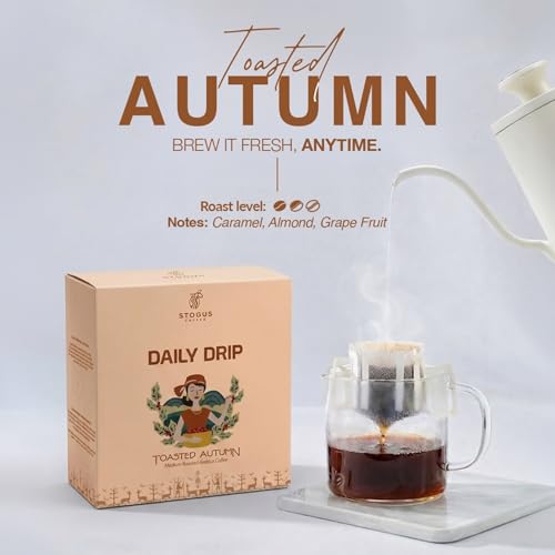 Image of STOGUS Coffee | Toasted Autumn | Arabica Coffee Bags | Pack of 5 (11g x 5) | Medium Roast | Caramel, Almond & Grapefruit Notes