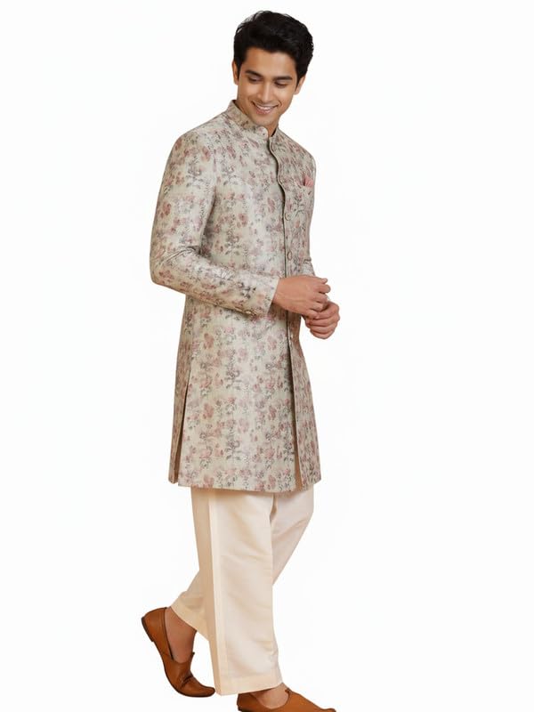 kisah Men’s Sherwani Trouser Set – Textured Silk Blend Traditional Outfit for Men - Festive & Wedding Ethnic Wear - Elegant & Comfortable-picture-31
