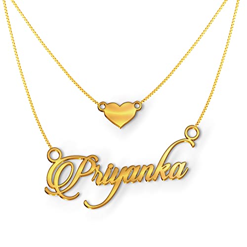 Image of Priyanka Cursive Gold & Silver Name Pendant Necklace, Best Jewelry Gift for Girls.