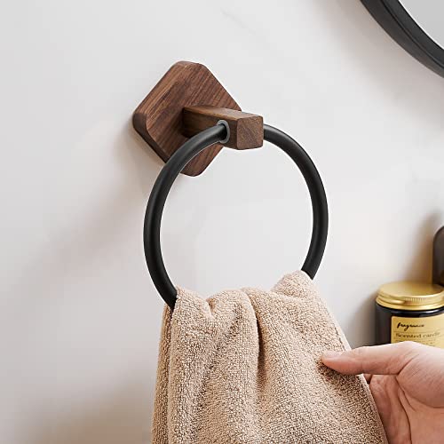 Aodoran Hand Towel Holder Towel Rack - Adhesive Towel Ring Wall Mount Wooden Aluminum Hand Towel Holder Bathroom Accessories Towel Rack For Bathroom Kitchen #TOP1