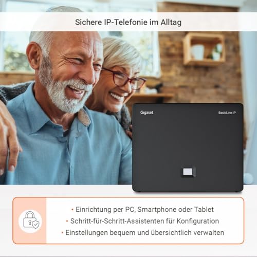 BasicLine IP – die Basisstation für Internet-Telefonie, telefonieren auch ohne Festnetzanschluss, kompatibel mit HX-Mobilteilen, Made in Germany, schwarz [Kompatibel in DE, IT, FR, NL, BE, ES, Che]