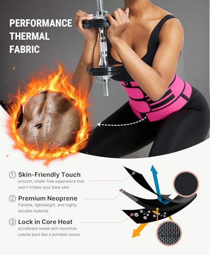 Image of FeelinGirl Waist Trainer for Women Belly Fat Long Torso Sauna Workout 2 Belt With Zipper 7 Steel Bones Corset