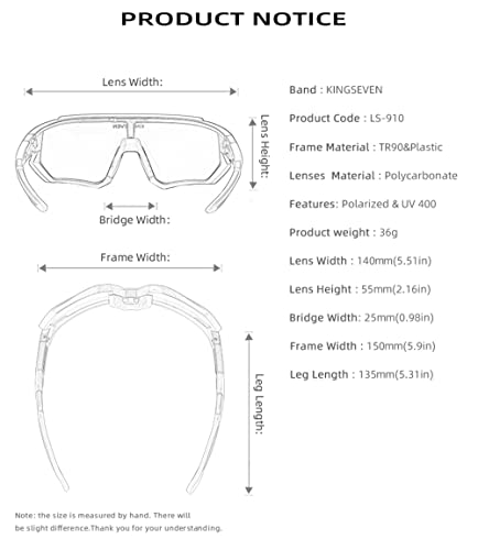 Kingseven Polarized Cycling Glasses For Men Women Bicycle Sports Mtb Road Bike Sunglasses With 3 Interchangeable Lenses Ls910 (C06 Black Red Red) #TOP4