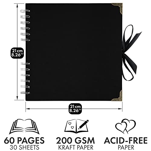 image for Bstorify Scrapbook Album 60 Pages (8 x 8 inch) Black Thick 250gsm Kraf