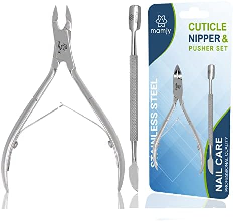 Mamjy Cuticle Cutter with Cuticle Pusher, Professional Cuticle Remover Tool Kit, Cuticle Nipper, Pedicure Manicure Tools for Fingernails and Toenails, Cuticle Clippers & Cuticle Pusher Tool