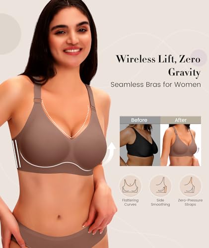 Finduself Jelly Bras for Women Deep V Wireless Seamless Tshirt Bras Push Up Plunge Supportive No Underwire Bralettes Bras — view 2