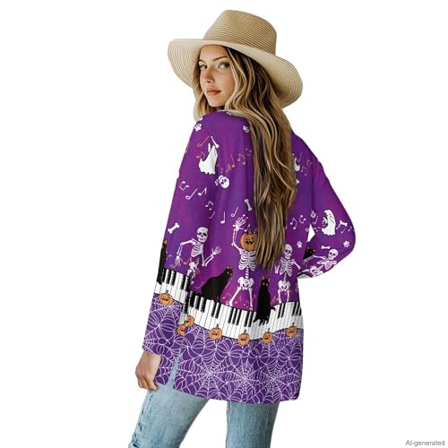 Image of Forchrinse Red Ladybug Cardigan for Women Causal Long Sleeve Open Front Cardigans Sweater Fashion 2024 Fall Coat with Pockets