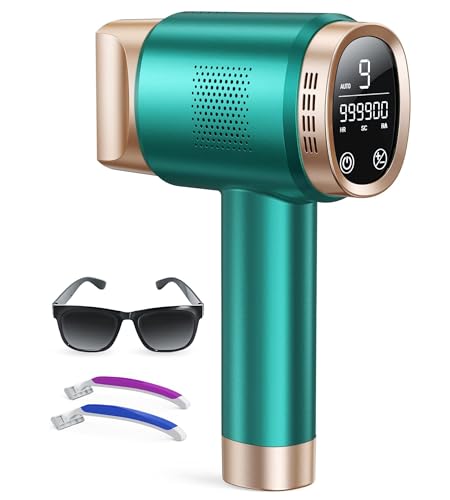 IPL Hair Removal Device, Laser Hair Removal Device 3-in-1 with 9 Energy Levels, 999,900 Flashes, 2 Control Modes, IPL Laser Hair Remover for Women Body Facial Bikini Line Arm Leg, Green