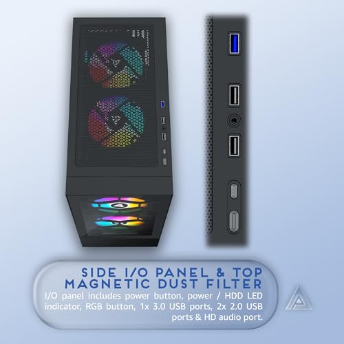 Carcasa para PC para juegos Apevia Eclipse Mid Tower con 5 ventiladores ARGB 6