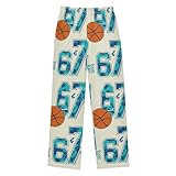ARGTILDN 67 Basketball Sport Pajama Pants Soft Long Pajama Bottoms Lounge Pj Pants Sleepwear with Pockets Ages 6-14 Years