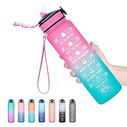 Hyeta 32 oz Water Bottles with Times to Drink and
