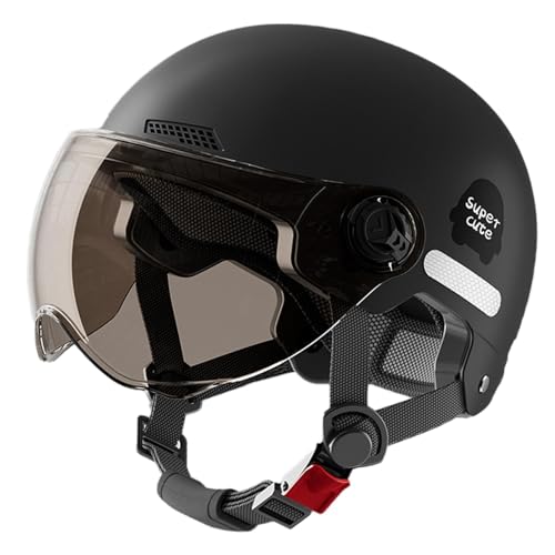 Casco Moto DemiJet 709ABS con Visiera Parasole, Circonferenza 45-65cm