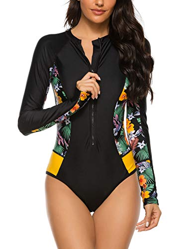 Yateen Womens Athletic Training Swimsuit Long Sleeve Rashguard