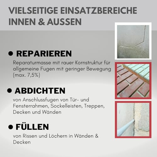 dubaust REP24 Reparaturmörtel Fugenmörtel Express Zement Mörtel Innen Aussen 310ml Kartusche Zementgrau (1)