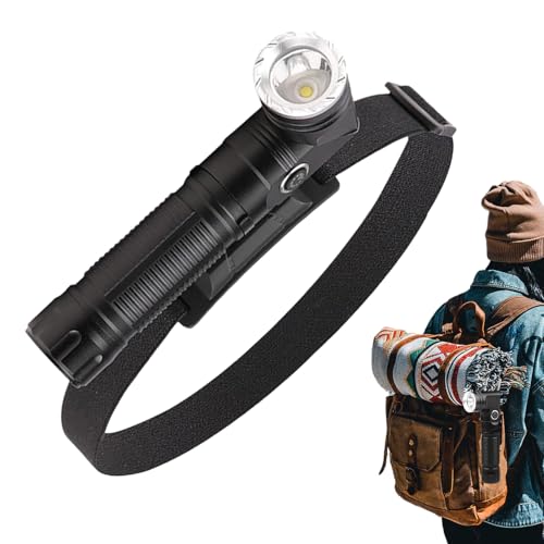 Linterna frontal recargable USB de 90 grados y luz LED negra para camping y reparaciones