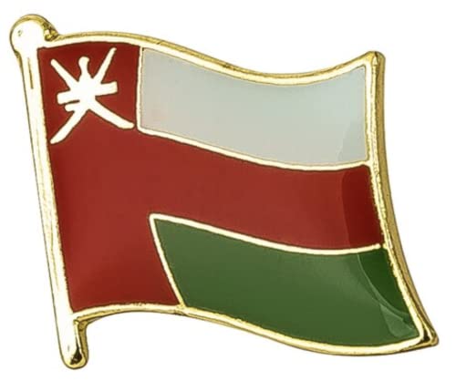 Oman National Flag Enamel Metal Pin Badge Diplomat Lapel – 1.9cm x 1.6cm – Hard Enamel Sultanate of Oman Flag Brooch – Omani National Emblem Pin for Jacket, Hat, or Backpack