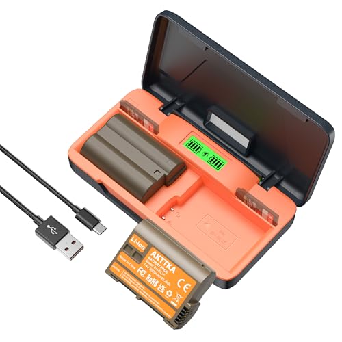 AKTTKA Batería EN-EL15C 3000mAh (2 Uds) – Cargador Rápido 20W con Pantalla LCD y Estuche SD – Compatible con Nikon EN-EL15/EL15C y Z8 Z7 Z6 Z5 Z6II Z7II Z6III D7500 D7200 D750 D850 D880 D780 D7000