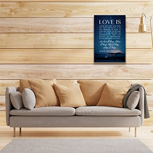 1 Corinthians 13 4-8 Love Is Patient Wall Art Framed Quotes Poster Esv Bible Verses Wall Decor Christian Canvas Painting Scripture Pictures For Bedroom Decorational Framed (12X18 Inch) #TOP4