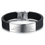 LiFashion LF Stainless Steel Personalized Name Date TO My Dad Bracelet Black Silicone Inspiration Affirmation Cuff Bracelets for Daddy for Fathers Day Gift from Son Daughter,Free Engraving Customized